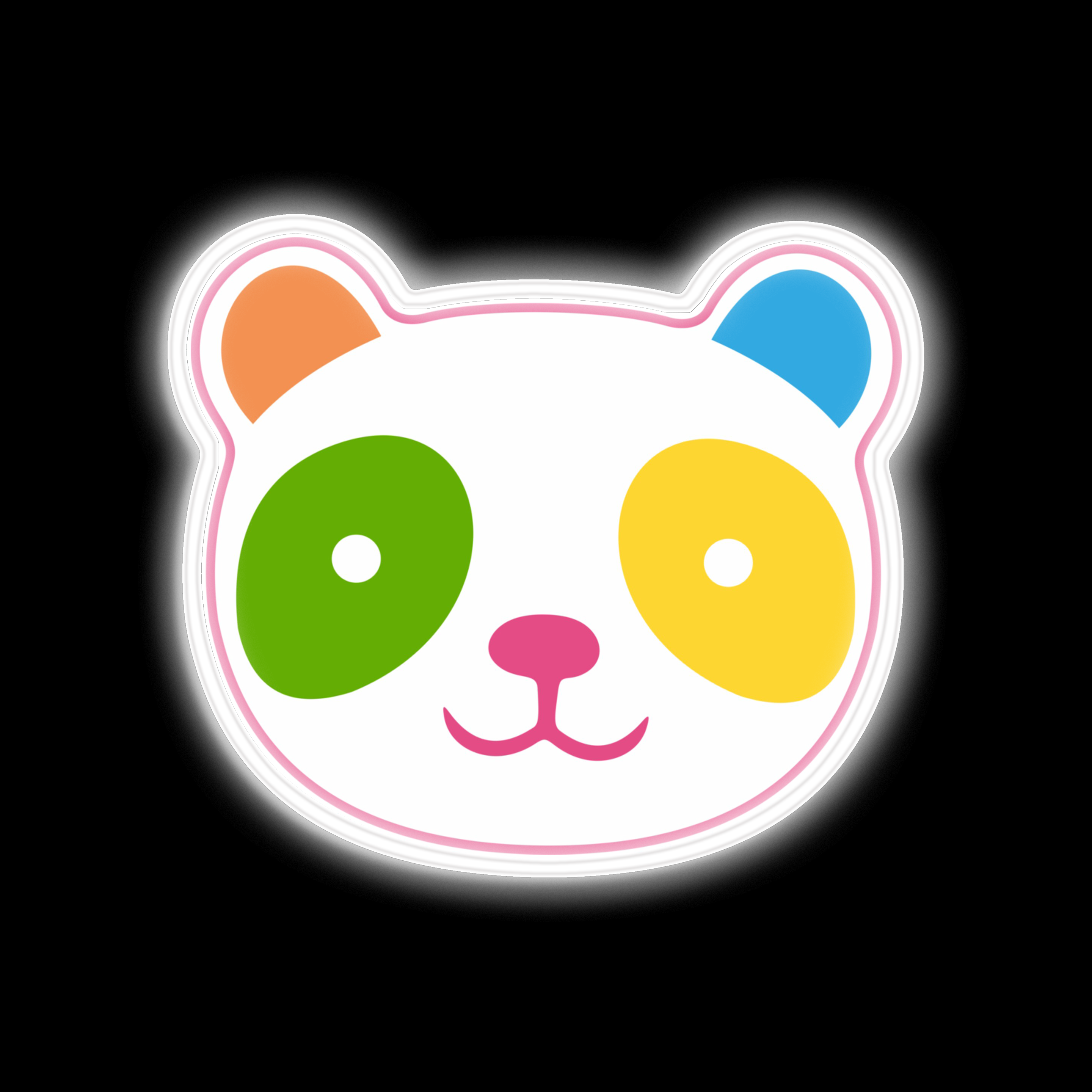 Cute Rainbow Panda neon sign on canvas