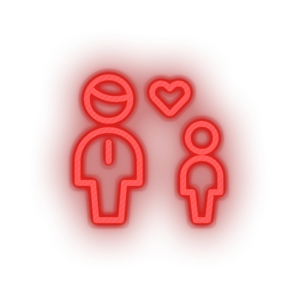 red family parent father children human person heart child kid dad baby led neon factory