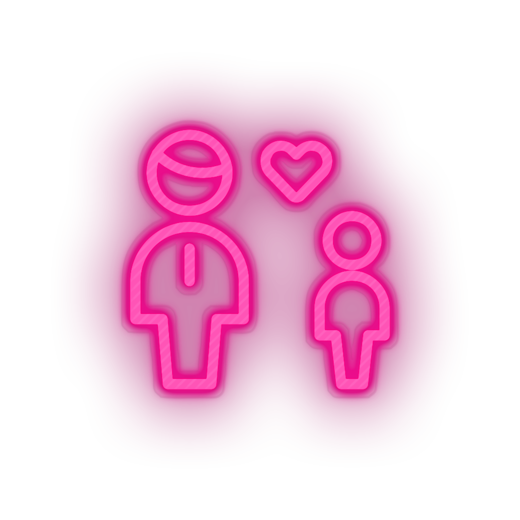 pink family parent father children human person heart child kid dad baby led neon factory