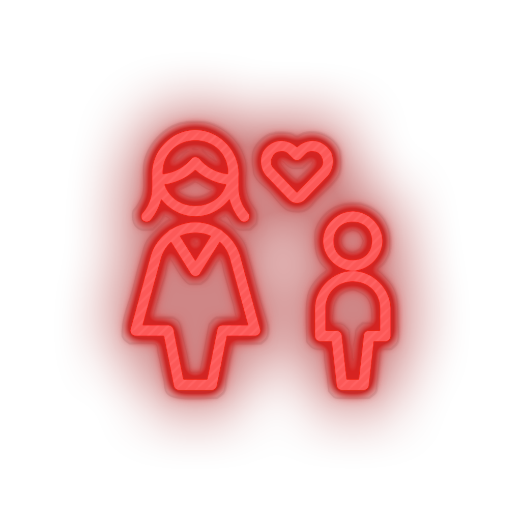 red family person mother human children parent heart child kid baby led neon factory