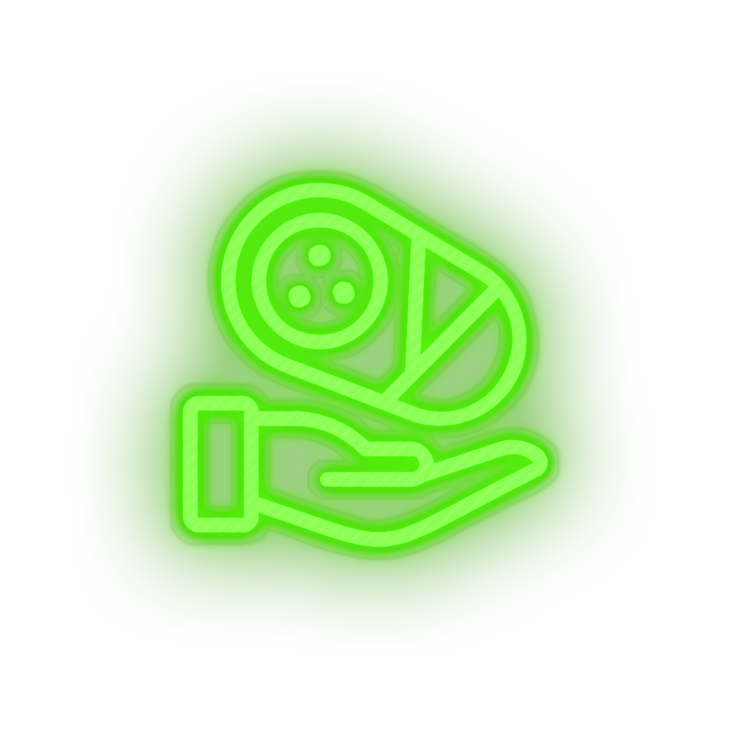 green infant hold family children newborn hand child kid baby led neon factory