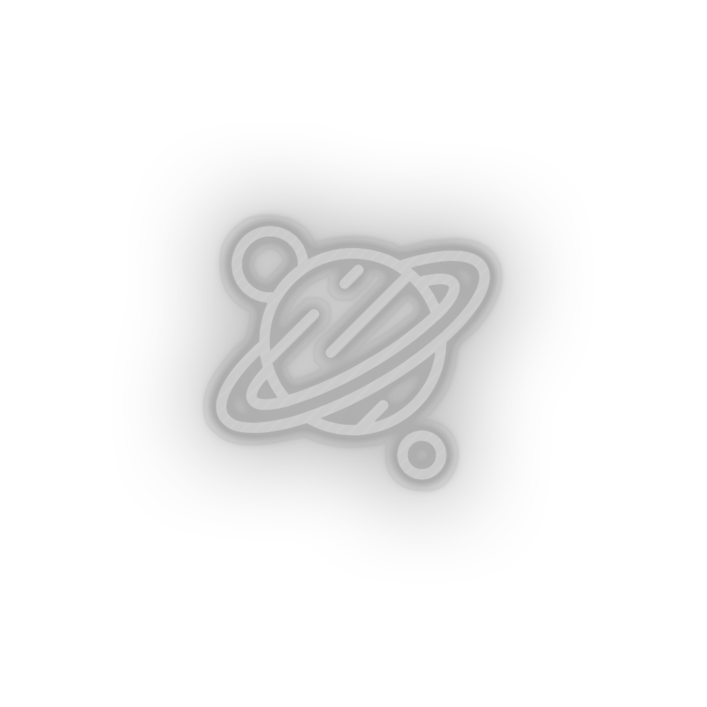 white saturn led adventure astronomy outer space planet saturn saturn ring space neon factory