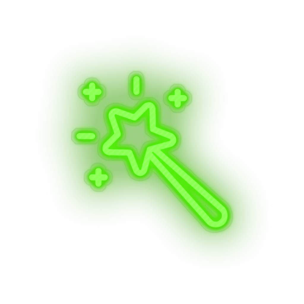 green video game magic wand led neon factory